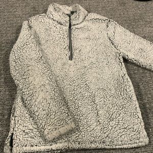 half zip sherpa sweater white and black girls small